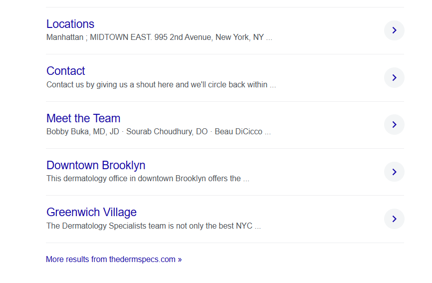Contact Page Navigation Screenshot From Google's First Page