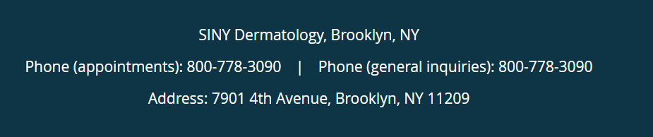Screenshot of a website's NAP (Name-Address-Phone of a website from its bottom header